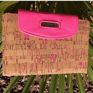 Sephora cork & hot pink clutch
